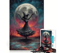 Rompecabezas de 1000 Piezas Esqueleto de Bruja Bailando bajo la Luna Llena Juego cognitivo Divertido con Estructura de Encaje preciso Actividad para Fortalecer los Lazos Familiares (50x75cm)