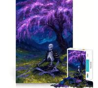 Rompecabezas de 1000 Piezas Esqueleto de samurái bajo un Cerezo en Flor para Adolescentes Mejora la Memoria, Calma y escapismo Un cálido Regalo para el hogar (38x26cm)