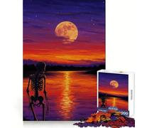Rompecabezas de 1000 Piezas Esqueleto Junto al Lago al Atardecer para Adultos Juguete de lógica Pura Diversión Relajante Corte preciso Regalo increíble 38x26cm