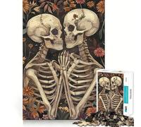 Rompecabezas de 1000 Piezas Esqueletos Que aman para Adolescentes Recuerda, Mejora, Mente Tranquila, Arte de Corte Claro, Coleccionable 38x52cm