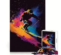 Rompecabezas de 1000 Piezas Esquiador en Movimiento para Adolescentes Juego Inteligente para fomentar la convivencia Obra de Arte para armar 50x75cm