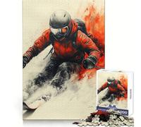 Rompecabezas de 1000 Piezas Esquiador en Movimiento para Adolescentes Mejora la Memoria Juego Relajante Borde Limpio Artículo de Deseo de Papá Noel 38x52cm
