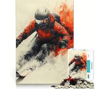 Rompecabezas de 1000 Piezas Esquiador en Movimiento para Adolescentes Mejora la Memoria Juego Relajante Borde Limpio Artículo de Deseo de Papá Noel 38x52cm