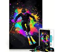 Rompecabezas de 1000 Piezas Esquiador en Salpicadura de Colores para Adolescentes Juguete para desarrollar la lógica, Ligero y Relajante Corte preciso Regalo clásico 38x52cm