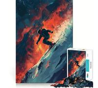 Rompecabezas de 1000 Piezas Esquiador Saltando en la montaña para Adultos Juguete de lógica aguda para el hogar y el Ocio Regalo sincero 38x26cm