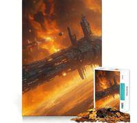 Rompecabezas de 1000 Piezas Estación Espacial en Llamas para Adolescentes Juguete de razonamiento y Habilidad Tranquilo, calmado, Corte Exacto Sorpresa navideña 38x26cm