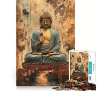 Rompecabezas de 1000 Piezas Estatua de Buda sobre Flor de Loto Juguete artístico Que desafía la Mente Juego Divertido para el Tiempo Libre Regalo Ideal para cumpleaños (38x26cm)