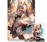 Rompecabezas de 1000 Piezas Estilo Anime de una Chica Zorro Blanca Ideal para Adolescentes estimula el Cerebro Encaja Perfectamente sin Huecos Relajarse en Grupo en Interiores (50x75cm)