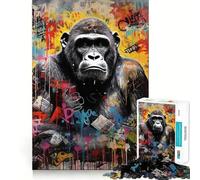 Rompecabezas de 1000 Piezas Estilo Banksy,Arte de Gorila,Borde, Juego para desarrollar la Mente,Juego Lento,Divertido,Regalo de cumpleaños para la Mente (50x75cm)