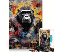 Rompecabezas de 1000 Piezas Estilo Banksy,Arte de Gorila,Borde, Juego para desarrollar la Mente,Juego Lento,Divertido,Regalo de cumpleaños para la Mente (38x52cm)