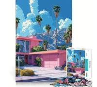 Rompecabezas de 1000 Piezas Estilo Casa Rosa Palm Springs para Adultos, Juguete Inteligente para el hogar, Disfruta de Bordes Afilados, artículo de Santa Claus (38x52cm)