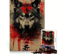 Rompecabezas de 1000 Piezas Estilo japonés Wolf para Adultos, con diseño de Tinta, Ideal para Entrenamiento, relajación y diseño de Bordes definidos Regalo Creativo (50x75cm)