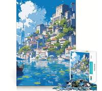 Rompecabezas de 1000 Piezas Estilo Pueblo pesquero de Anime para Adolescentes Juego Que estimula el Cerebro Encaja Perfectamente sin Huecos Actividad Relajante para Grupos en Interiores (50x75cm)