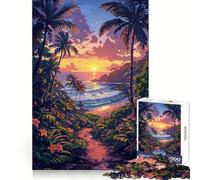 Rompecabezas de 1000 Piezas,Estilo Retro Hawaiano,Pixel Art,Ajuste, Juego Mental,Regalo,Tiempo de Descanso,decoración navideña para Pared 50x75cm