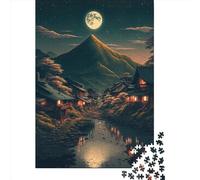 Rompecabezas de 1000 Piezas, Estilo Retro japonés, con diseño de Pueblo Cuadrado. Ideal para Adultos. Rompecabezas de Papel para decoración del hogar. Medidas: 38 x 26 cm.