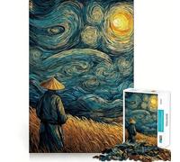 Rompecabezas de 1000 Piezas Estilo Samurái en la Noche Estrellada para Adolescentes Juguete de razonamiento y Habilidad Divertido y Relajante Corte preciso Regalo Ideal (38x52cm)