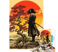 Rompecabezas de 1000 Piezas Estilo samurái Retro al Atardecer para Adultos Juego Familiar Ideal para Pasar el Tiempo en casa cumpleaños y Navidad (tamaño 50x75cm)