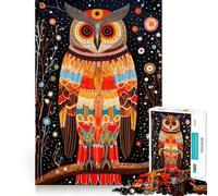 Rompecabezas de 1000 Piezas Estilo Tribal del Búho Sabio para Adultos Juego de Ejercicios de Pensamiento Ajuste Espacios Actividad para Fortalecer los Lazos Familiares (38x52cm)