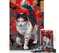 Rompecabezas de 1000 Piezas Estilo Ukiyo-e: Gato con Nubes y Sol Ideal para Adolescentes Bienestar Cerebral Fácil relajación Cierre (50x75cm)