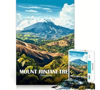 Rompecabezas de 1000 Piezas Excursión al Monte Rinjani,Indonesia Piezas de Corte Limpio Juguete Que desafía la Mente Momento de relajación Diversión Pieza de Arte navideña (50x75cm)