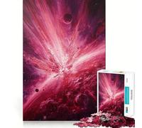 Rompecabezas de 1000 Piezas Explosión de la Nebulosa Espacial Roja para Adolescentes Juguete de lógica Fuerte Tiempo Tranquilo Borde Transparente Regalo Creativo (50x75cm)