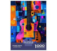 Rompecabezas De 1000 Piezas Expressionist Geometry Guitar - Vibrant Abstract Music Art Rompecabezas Juguetes Antiestrés Decoración De Pared Cumpleaños Y Navidad 52x38cm/1000pcs