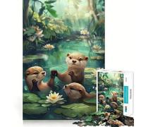Rompecabezas de 1000 Piezas Familia de nutrias alegría del río para Adolescentes Juego Mental Juguete para el hogar Corte preciso (50x75cm)