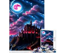 Rompecabezas de 1000 Piezas fantasía Castillo Noche Juguetes antiestrés Gran Regalo para Juegos educativos con Piezas de Formas aleatorias Totalmente entrelazadas tamaño 38x26cm