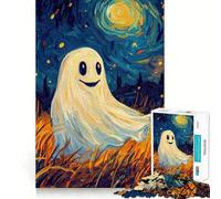 Rompecabezas de 1000 Piezas Fantasma Sonriente en el Cielo Nocturno para Adultos Juguete de lógica Mental, antiestrés, Corte Firme, Regalo increíble 38x26cm