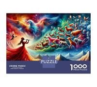 Rompecabezas De 1000 Piezas Fantasy Artwork with Musician and Animals Rompecabezas para Adultos Juego De Ingenio Análisis Y Lógica Cumpleaños 52x38cm/1000pcs