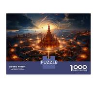 Rompecabezas De 1000 Piezas Fantasy Cityscape with Tower of Power Rompecabezas para Adultos Juego Práctico Una Obra De Arte Cumpleaños Y Navidad 52x38cm/1000pcs