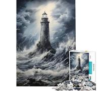 Rompecabezas de 1000 Piezas Faro en Brisa Marina Juegos Educativos para Juegos de Desafíos Juguete Juguetes Vacaciones en Casa Matar el Tiempo (Tamaño 38x52cm)