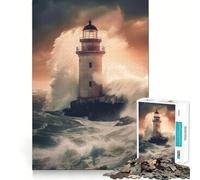 Rompecabezas de 1000 Piezas Faro en la Tempestad,Decoración,Actividad Mental Inteligente,Momento Acogedor,Diversión Navideña,Regalo (38x52cm)