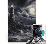 Rompecabezas de 1000 Piezas Faro en la tormenta Juegos educativos decoración Perfecta cumpleaños y Navidad 50x75cm
