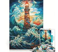 Rompecabezas de 1000 Piezas Faro en la tormenta Juegos educativos decoración Perfecta cumpleaños y Navidad 38x26cm