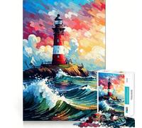 Rompecabezas de 1000 Piezas Faro Mágico Pixel Art Art Art Fino Divertido Juguete para Resolver Problemas Juego Tranquilo Regalo de Decoración Navideña (50x75cm)