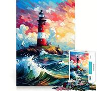 Rompecabezas de 1000 Piezas Faro Mágico Pixel Art Encaje Juego de Habilidades Artísticas Tiempo de Descanso (38x52cm)