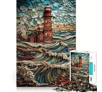 Rompecabezas de 1000 Piezas Faro Sereno con técnica de Quilling para Adultos y Adolescentes Ideal para Relajarse, calmarse y desconectar Corte Suave Regalo conmovedor (50x75cm)