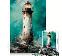 Rompecabezas de 1000 Piezas Faro tormentoso para Adolescentes Recuerda, Mejora, Mente Tranquila, Arte de Corte Claro, Coleccionable 38x52cm
