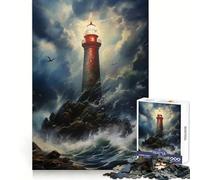 Rompecabezas de 1000 Piezas Faro tormentoso para Adultos Recall Upgrade Alivio del estrés Corte Ajustado Selección de Deseos de Papá Noel 38x52cm