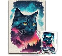 Rompecabezas de 1000 Piezas Felino en el Cosmos para Adultos Juego Creativo de resolución de Problemas Idea de Regalo Memorable y conmovedora Tamaño 50x75cm