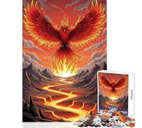 Rompecabezas de 1000 Piezas Fénix de Fuego elevándose sobre un río de Lava Juego de ingenio Actividades Familiares Juguete Decoración de Pared Colección de Artistas Bellas Artes (75x50cm)