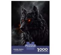 Rompecabezas De 1000 Piezas Fenrir - Black Wolf with Glowing Eyes Rompecabezas para Adultos Juegos Relajantes Decoración del Hogar Cumpleaños Y Navidad 70x50cm/1000pcs