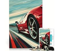 Rompecabezas de 1000 Piezas Ferrari Rojo a Toda Velocidad para Adultos, Juguete de lógica Mental, Juego de Mesa Tiempo Tranquilo, Corte Firme, (50x75cm)