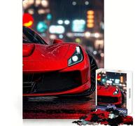 Rompecabezas de 1000 Piezas Ferrari Rojo bajo la Lluvia para Adolescentes Juguete para ejercitar la Mente Juego de Mesa en Grupo Arte y Montaje Regalo clásico (50x75cm)