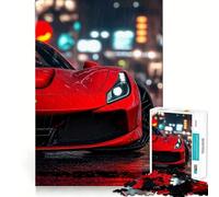 Rompecabezas de 1000 Piezas Ferrari Rojo bajo la Lluvia para Adolescentes Juguete para ejercitar la Mente Juego de Mesa en Grupo Arte y Montaje Regalo clásico (50x75cm)
