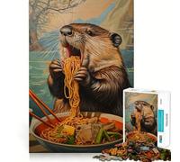Rompecabezas de 1000 Piezas Festival de Fideos del Castor - Juego cognitivo de precisión para Jugar con Las articulaciones,Juego de Ocio,Regalo Divertido de Navidad (38x52cm)