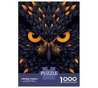 Rompecabezas De 1000 Piezas Fierce Owl Vector Portrait with Glowing Orange Eyes Rompecabezas para Adultos Juego Familiar Decoración Perfecta Cumpleaños Y Navidad 52x38cm/1000pcs