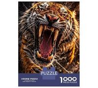 Rompecabezas De 1000 Piezas - Fierce Tiger Roaring with Water Splashing Rompecabezas para Adolescentes Juego Familiar Análisis Y Lógica Trato como Regalos para Toda La Familia 38x26cm/1000pcs