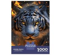 Rompecabezas De 1000 Piezas - Flaming Tiger Majesty -2 Rompecabezas para Adolescentes Juego Familiar Análisis Y Lógica Trato como Regalos para Toda La Familia 38x26cm/1000pcs
